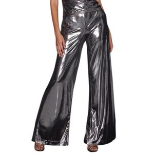 NY&CO 7th Avenue Design Studio Metallic Foil Shiny Palazzo Pants